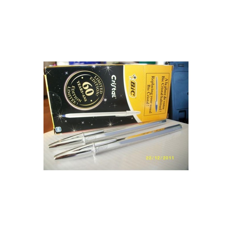 50 Boligrafos Bic Edic. Aniversario Plateados. tinta  negra.