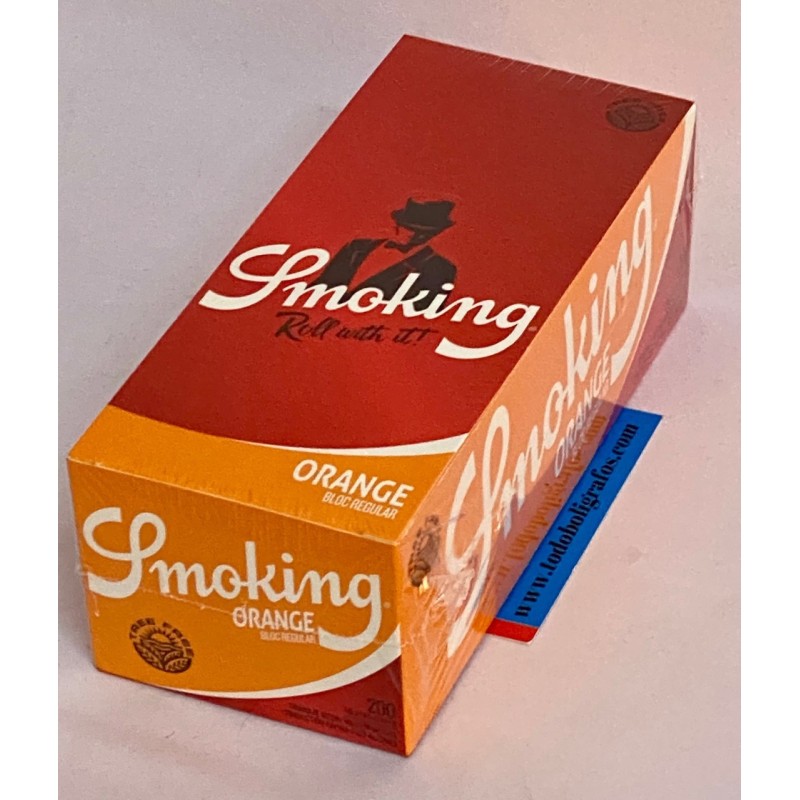 Papel Smoking 200 Orange, naranja- 20 libritos. papel corto y grueso.