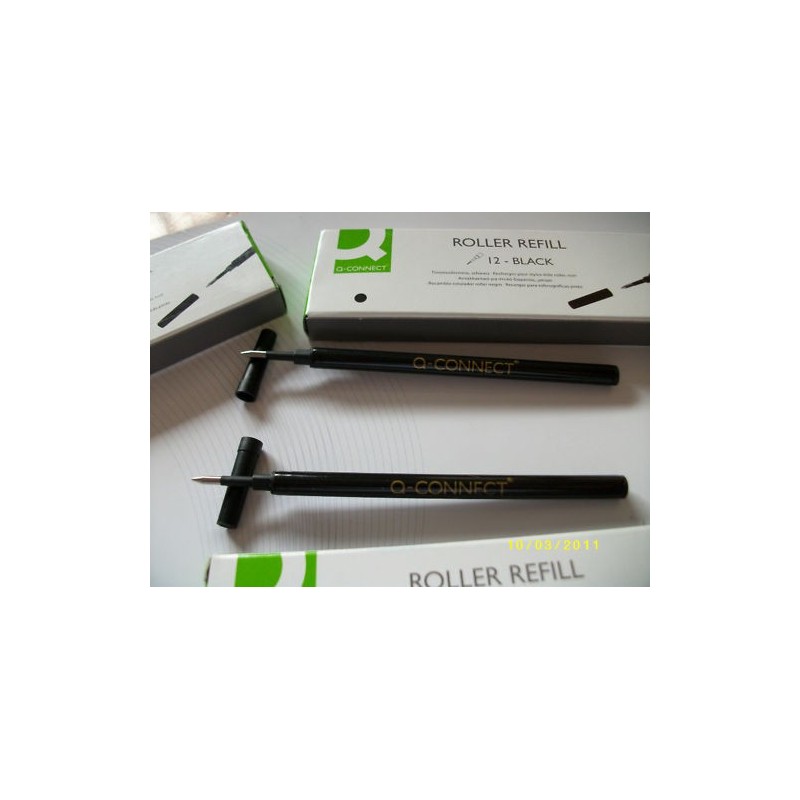 12 Recambios compatibles roller, Waterman, Sheaffer , Pilot , etc. tinta color negro. Marca Q-connet.