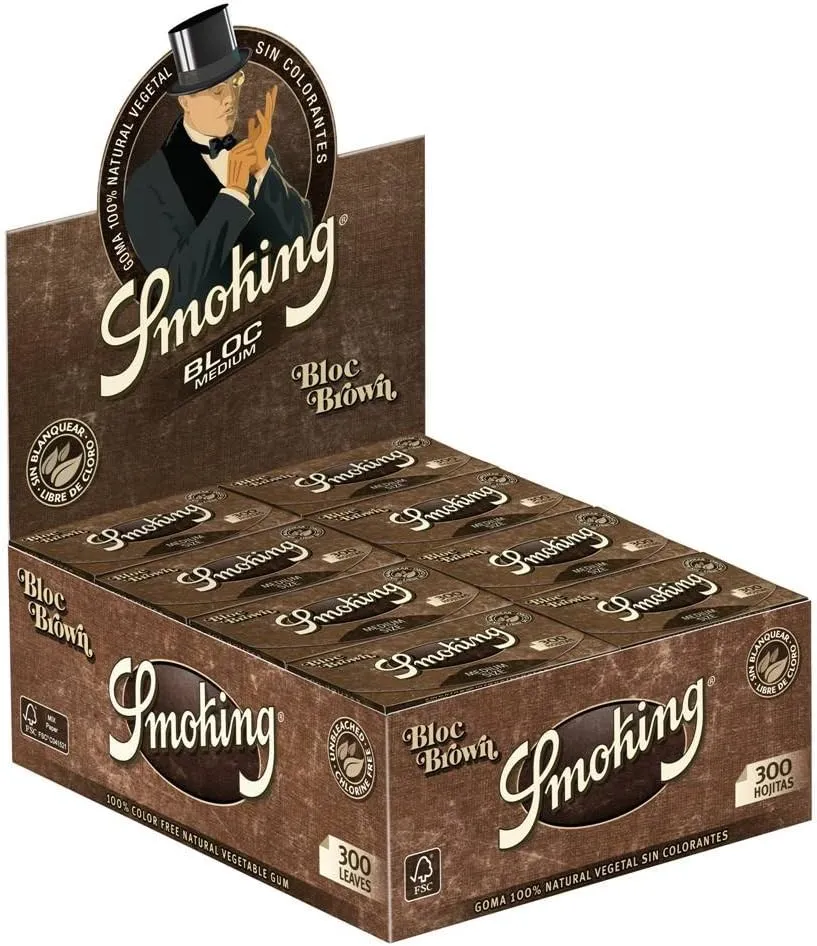 Smoking - Papel de fumar - Smoking brown 300 - Papel para liar natural fino sin blanquear 40 blocks