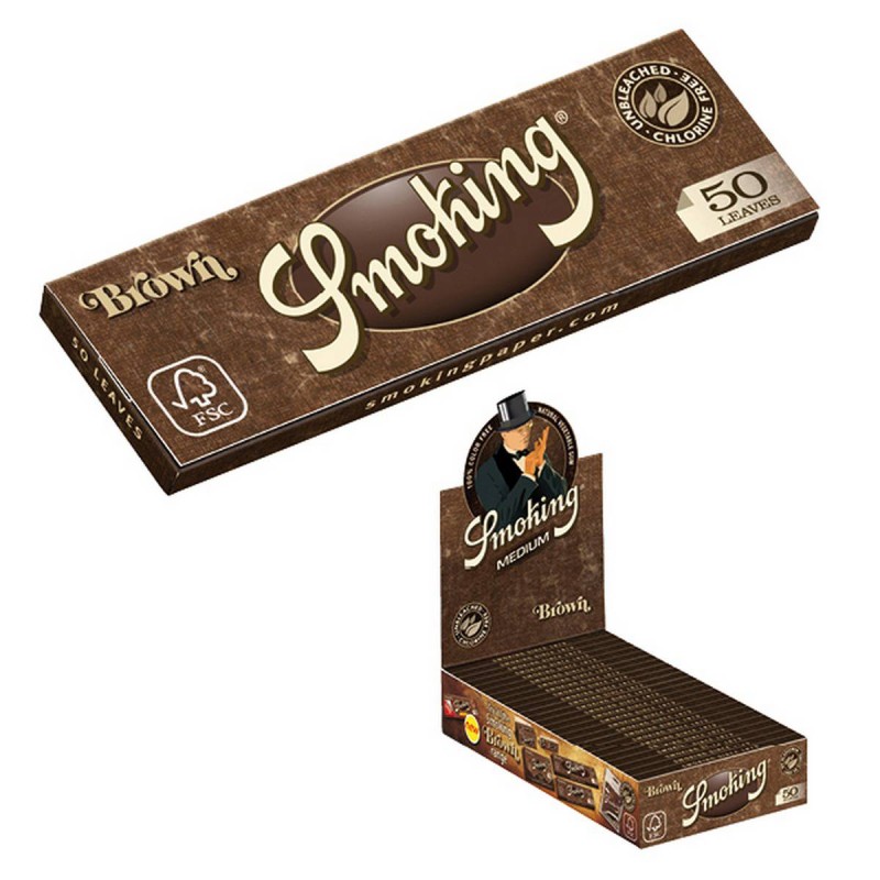 Papel Smoking Brown 1 1/4. tamaño normal - caja de 25 libritos