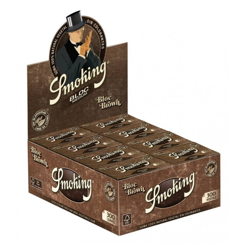 Papel natural Smoking Brown 300 . caja de 40 blocks.