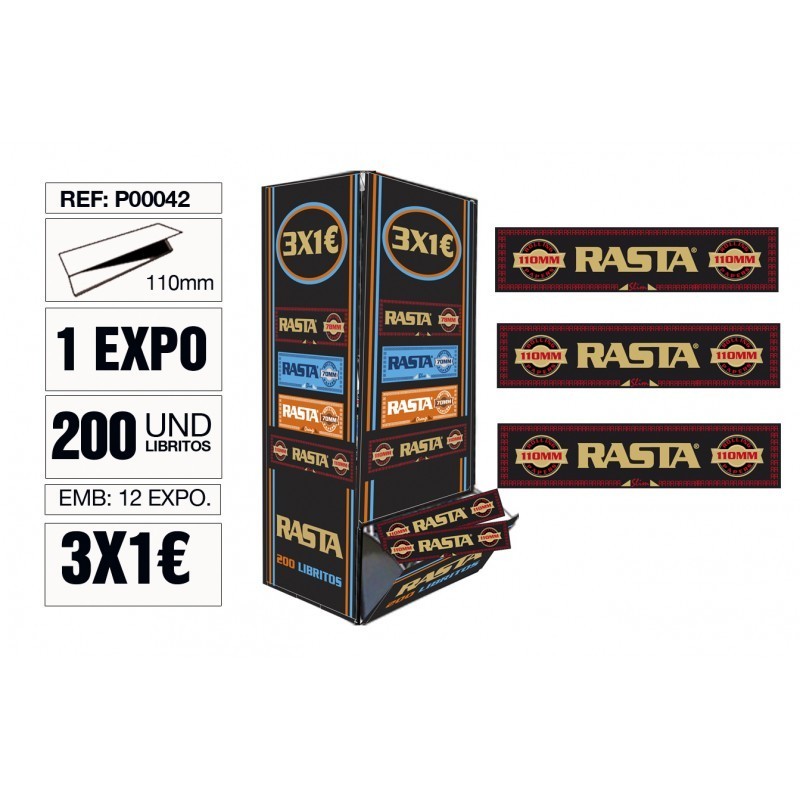 Papel  Rasta negro Slim oferta de 200 libritos largos .
