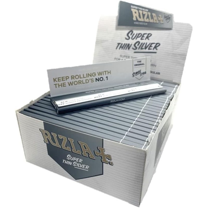 Rizla Silver Slim king size papel largo y fino , caja de 50 libriotos