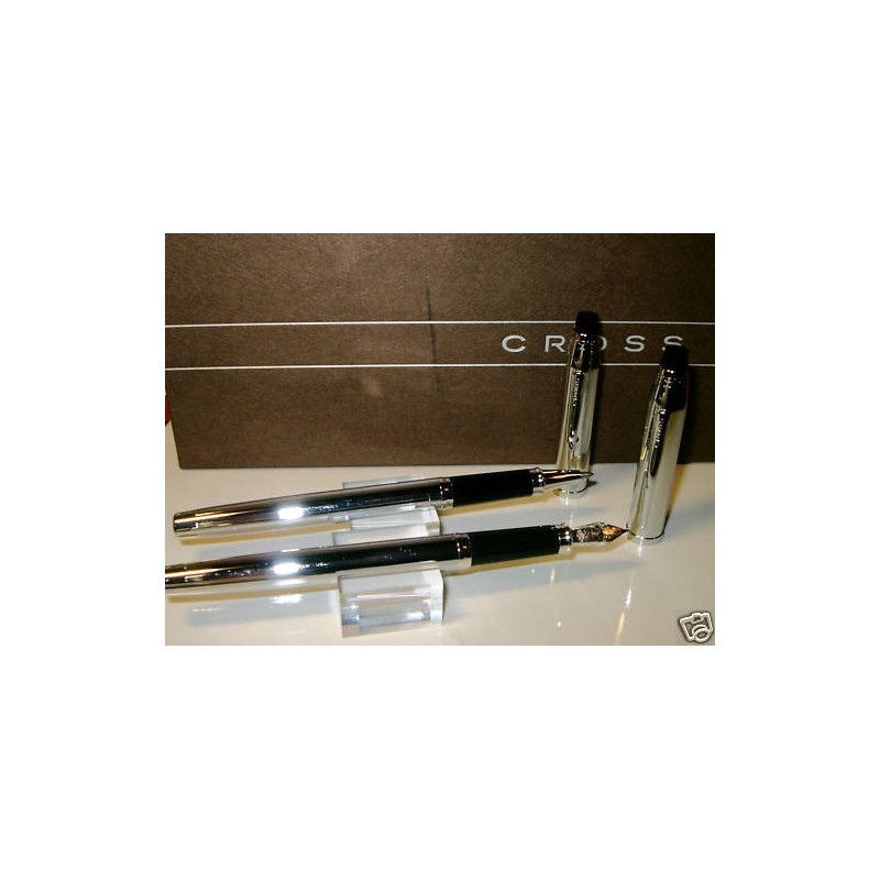 Roller y Pluma Cross Century II. Cromo puro. Plumin en oro blanco de 18kts.
