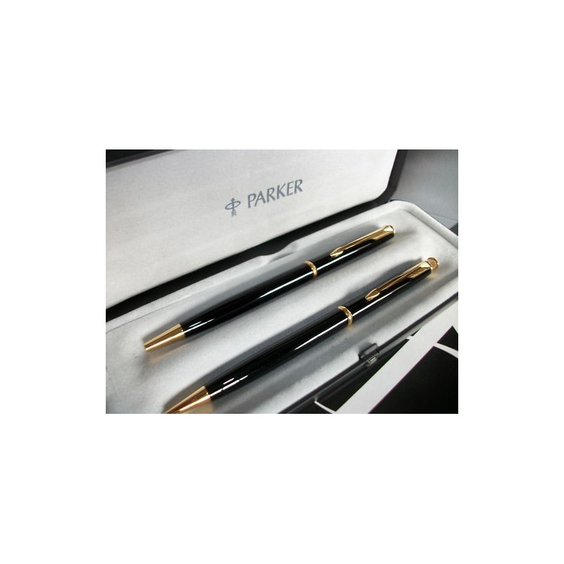 Conjunto Parker Insignia Slim , laca negra GT. Boligrafo y portaminas.