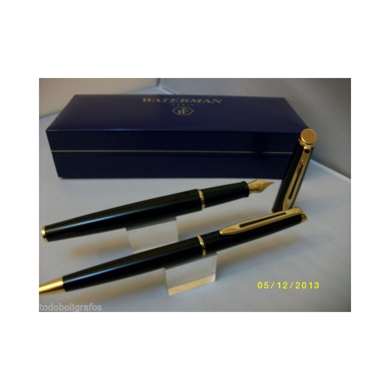 Boligrafo y Pluma Waterman Hemisphere laca negra GT. ultimo conjunto.