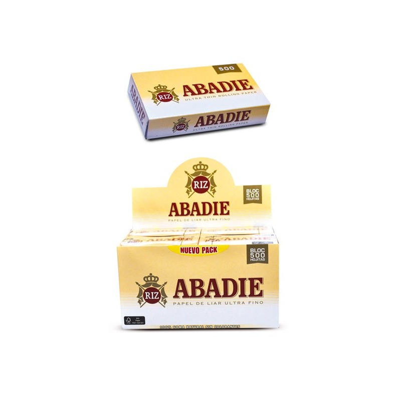 Abadie 500  20 libritos de 500 hojas cada uno. papel tamaño 1 1/4, 77x44mms. tamaño medio.