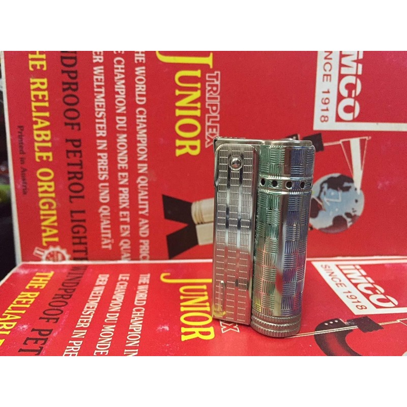 Mechero Imco 6600  acero - Multicolor . verde-azul-amarillo-rojo. lineas verticales. Made in Austria.