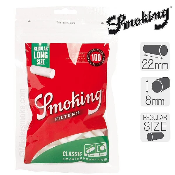 Smoking Regular 8mms Long. 22 mms largo cada filtro -1 Caja con 25 bolsas de filtros gruesos