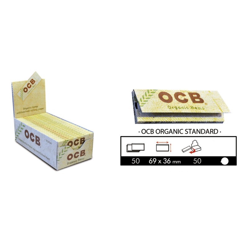 OCB Organico regular - papel de fumar de cáñamo natural (50 hojas) tamaño corto.