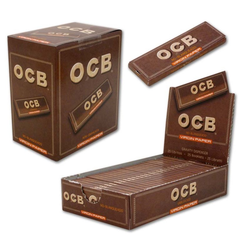 25 Libritos de papel OCB VIRGIN 1 1/4. 78mms- tamaño normal.