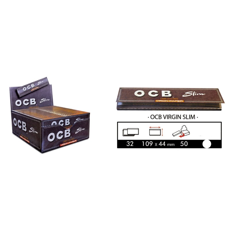 Papel  Ocb Virgin Slim king size -Papel natural sin blanqueantes.   .