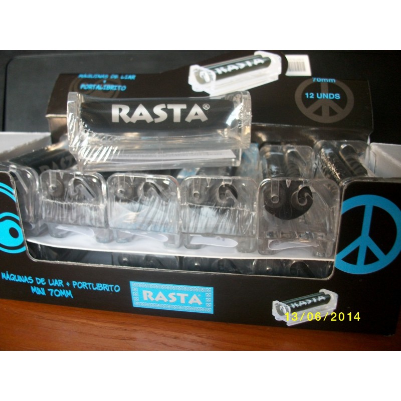 12 liadoras de metacrilato Rasta , con portalibrito tamaño 70 mm. para papeles cortos tipo smoking azul -ocb xpert blue.