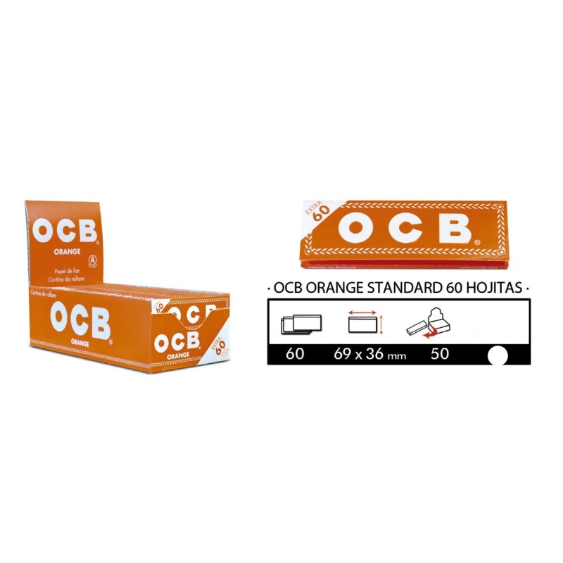 Papel Ocb Orange - Naranja caja de 50 libritos papel corto combustion rapida.