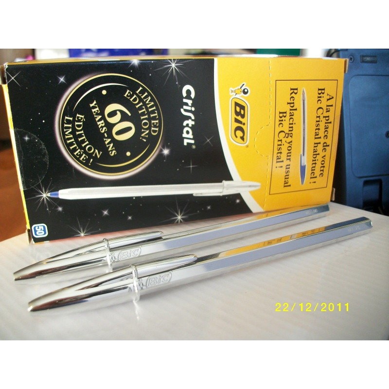 5 Boligrafos Bic 60 Aniversario. Color Plata. tinta Negra