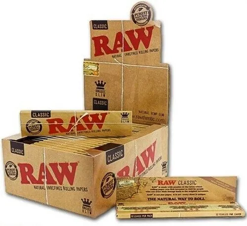 RAW papel de liar tamaño largo King size slim caja de 50 libritos.