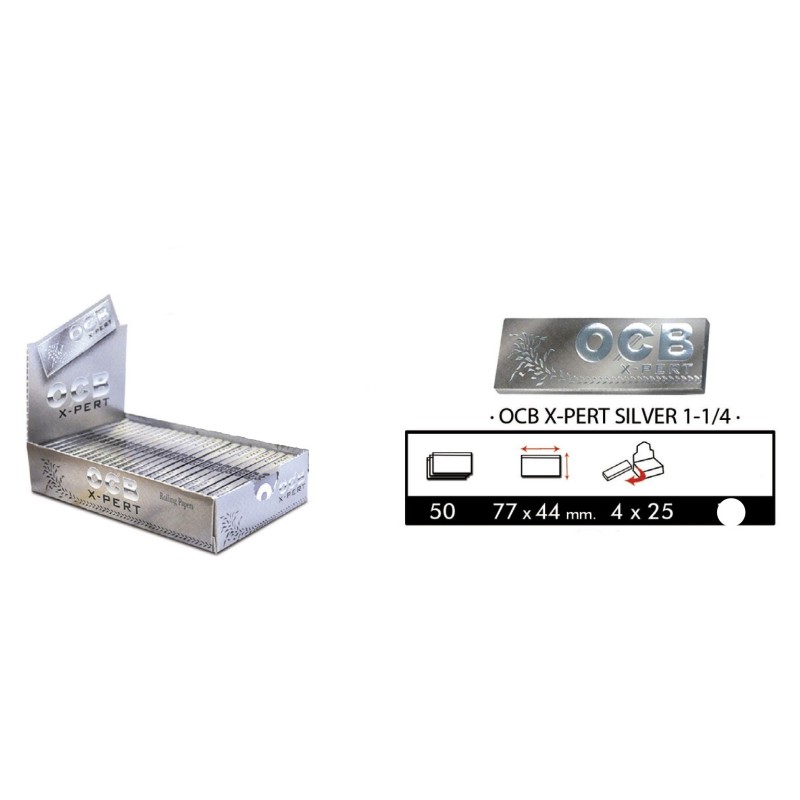 100 libritos Ocb Xpert Plata. tamaño medio. papel de liar fino.