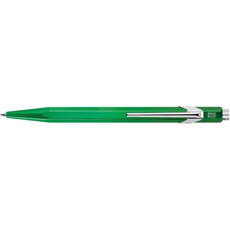 1 Boligrafo Caran d'ache popline  849  Verde metalizado en caja metalica para regalo.