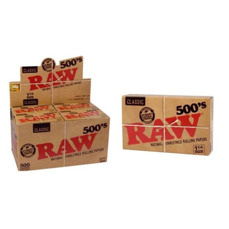 Raw papers  Classic  500   -20 libritos de Papel de liar natural tamaño medio , caja completa.