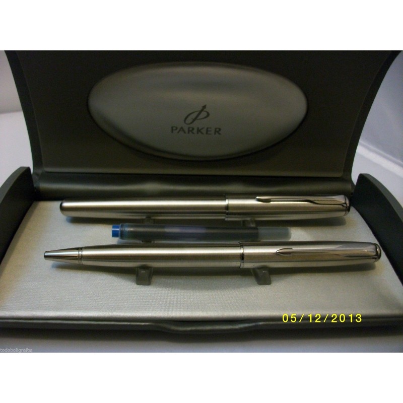 Conjunto de Boligrafo y Pluma Parker Sonnet Acero Ct.