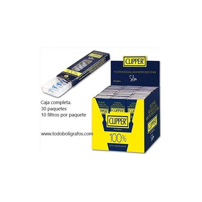 1 caja de  Boquillas  Filtros  Slim mini Clipper . para cigarrillos finos de 6mms.