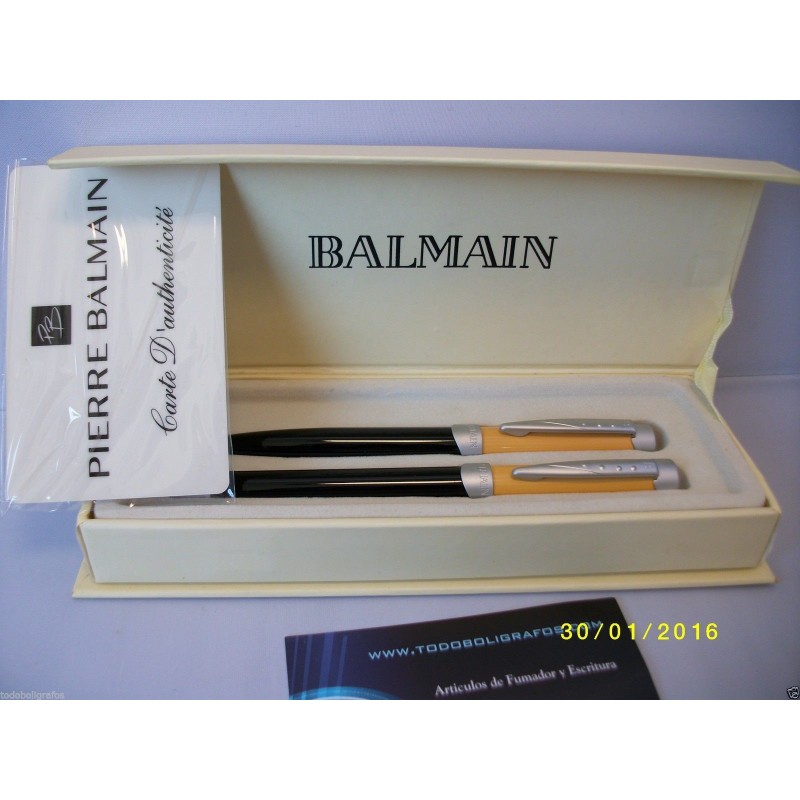 Conjunto Pierre Balmain Negro-Amarillo Ct. Mod. Honore.