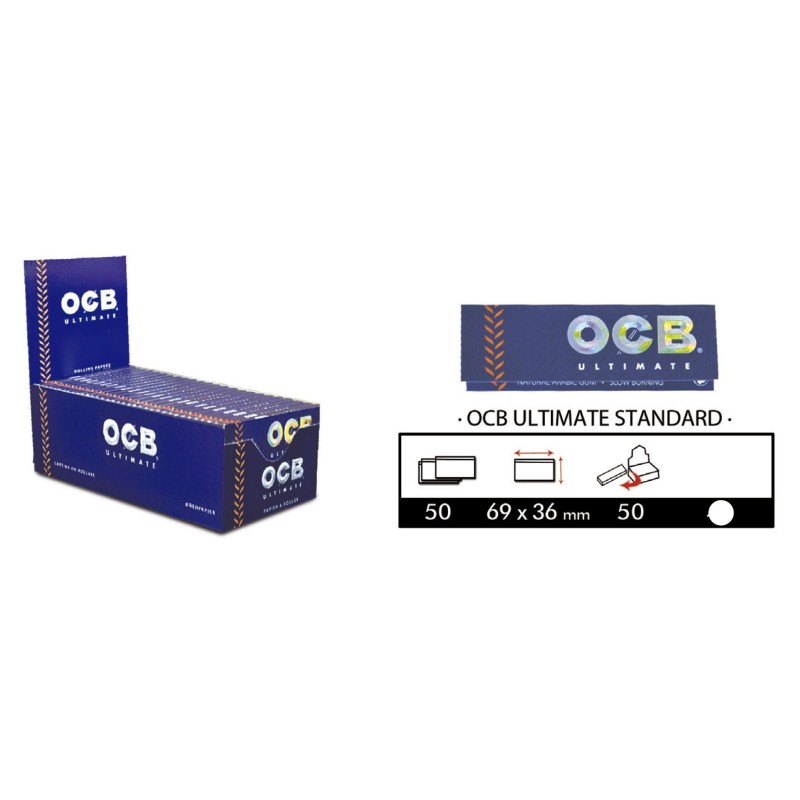 OCB Ultimate Regular , carta corta - 1 caja de 50 libritos papel corto 70mms.