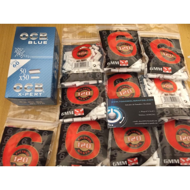 Oferta papel de liar  Ocb xpert blue  + 3000 filtros Rasta  slim
