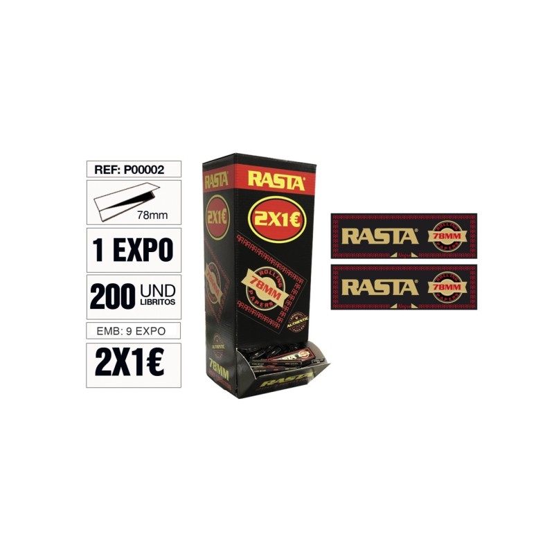 1 Promocion Rasta negro  , papel 78mms. 1 1 /4.   200 libritos  .