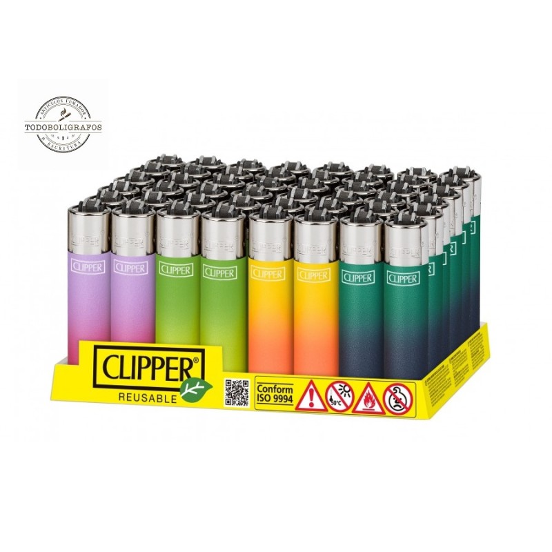 1 caja de  48 mecheros Clipper Colores METALLIC GRADIENT II