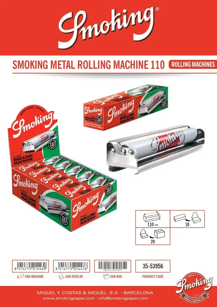Liadora Metálica Smoking 110mm | Máquina de Liar King Size Nueva