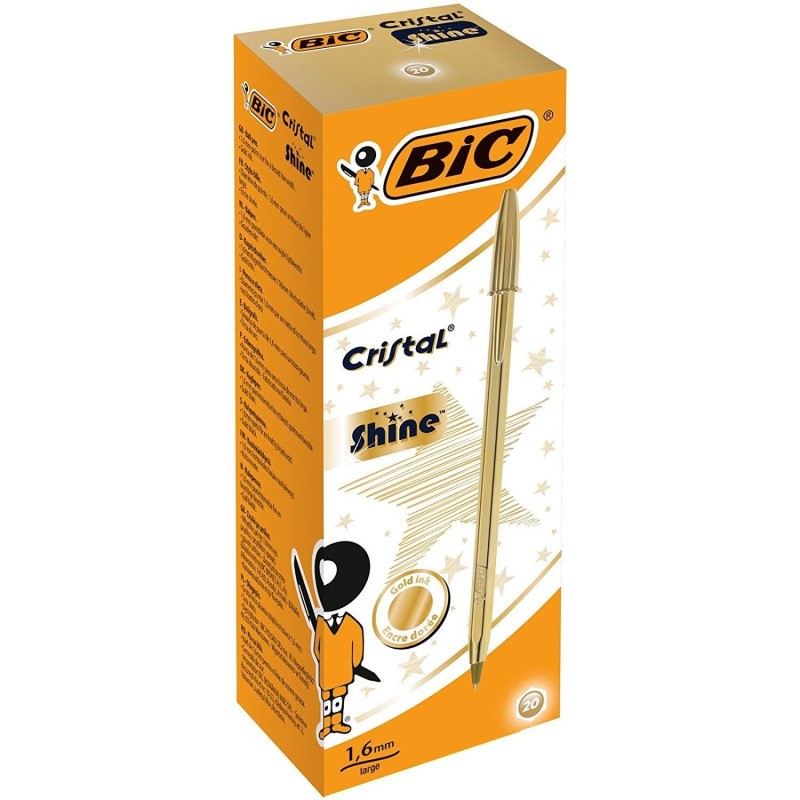 20 boligrafos Bic cristal celebration dorados. tinta dorada.