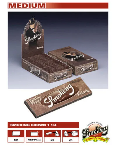Smoking - Papel de fumar - Smoking brown  - Papel para liar natural fino sin blanquear 100 libritos  tamaño medio