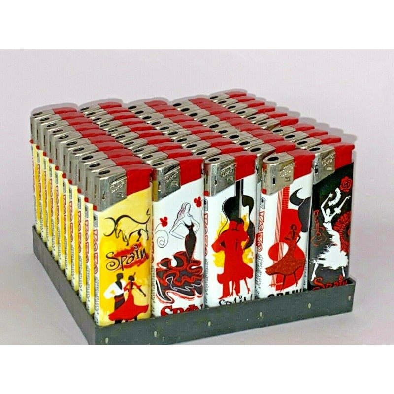 1 Caja de 50 Encendedores electronicos  Dora  . Motivos taurinos. Nuevos.