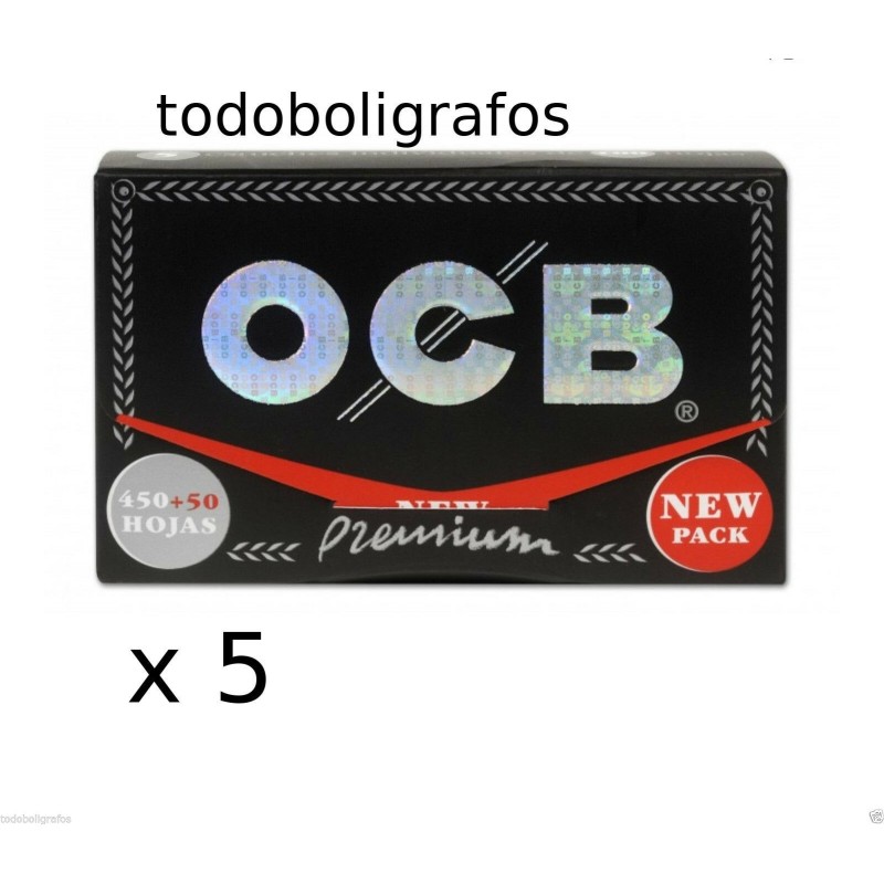 OCB 500 x 5 LIBRITOS. 2500 papeles de tamaño normal. 1 1/4   78mms Papel de liar