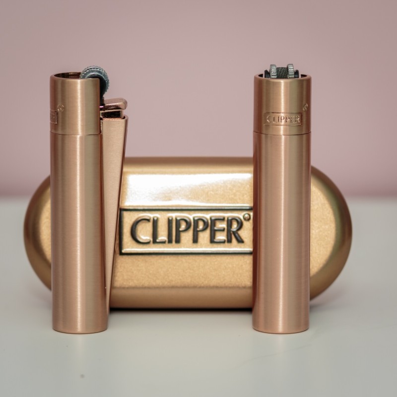 Mechero Acero Clipper Rose gold mate.