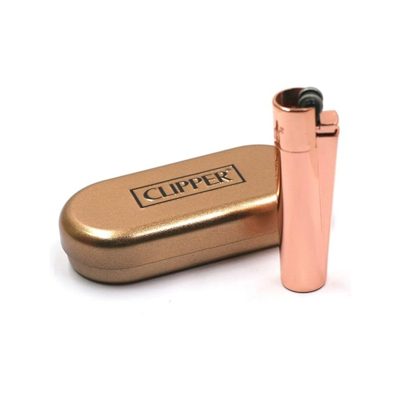 Mechero Acero Clipper Acero Rose gold brillo . en caja para regalo.