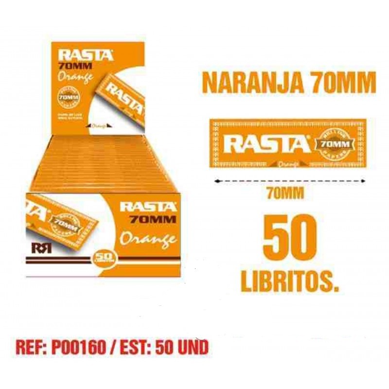 50 Libritos de papel Rasta Naranja , papel corto y grueso.