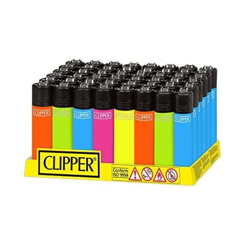 1 Caja de 48 mecheros Clipper COLORES FLUO . Tamaño normal.  cpr11.