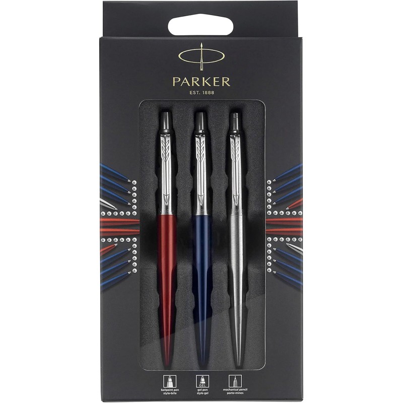 Parker Jotter London paquete Trio Discovery : 2 BP + 1 portaminas acero.