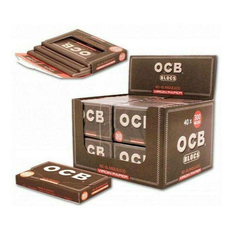Ocb Virgin  300 - 1  1/4  - 1 caja de 40 block de papel natural tamaño medio.