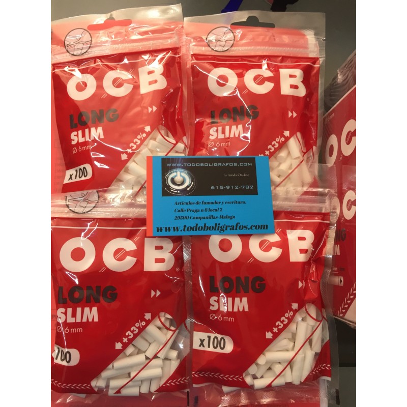 Filtros Ocb slim largos.  20 mms. 1 caja de 10 bolsas - filtri Ocb lungho  10 bustine .