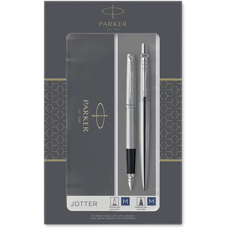 . Parker set de Pluma estilografica y boligrafo mod. Jotter acero Ct. nuevo.