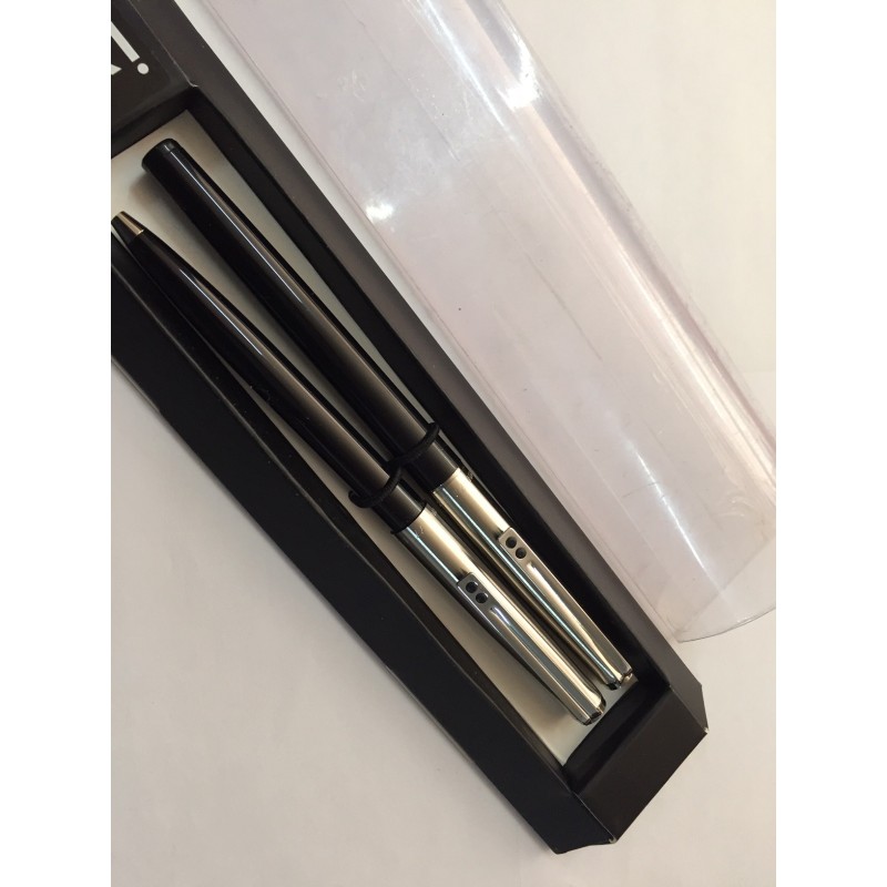 Boligrafo y Pluma estilografica, Inoxcróm 77  negro- acero.