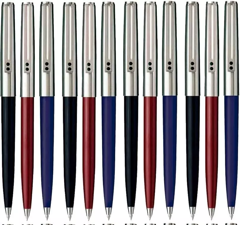 12 Boligrafos Inoxcróm 77.  en 3 colores surtidos.  azul - negro - burdeos . Nuevos en bolsa.