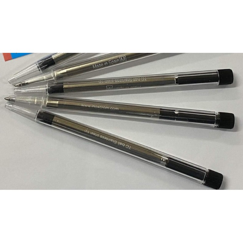 5 recambios Inoxcróm  metal tinta negra punto medio para boligrafos valido Parker, Inoxcrom etc.