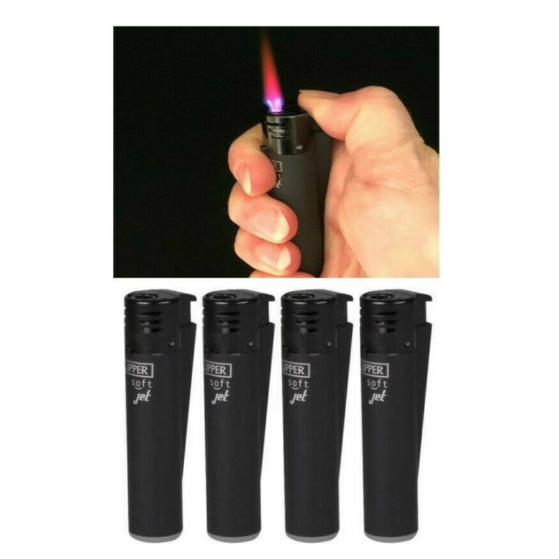 4 Clipper Jet turbo negros.  llama tipo soplete. Nuevos y recargables.