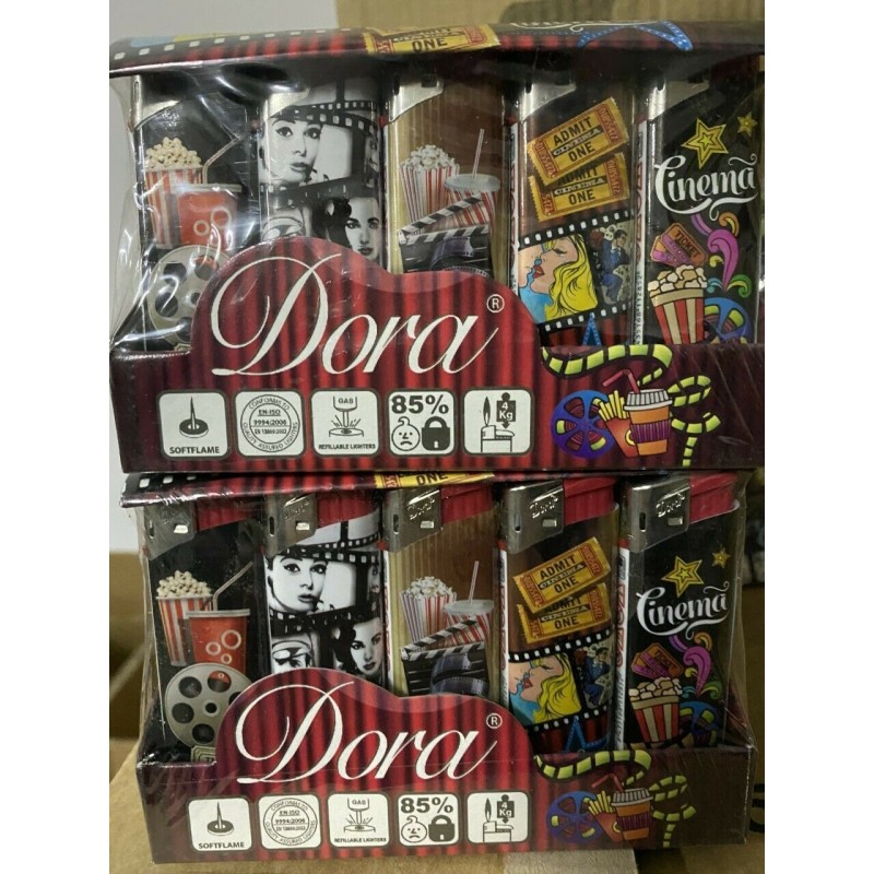 mecheros Electronicos Dora - cinema , caja de 50 encendedores.
