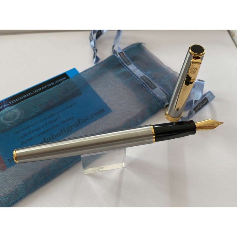 PLUMA ESTILOGRAFICA INOXCROM PARIS Acero Gt. + Cartera tarjetero Inoxcrom de regalo.